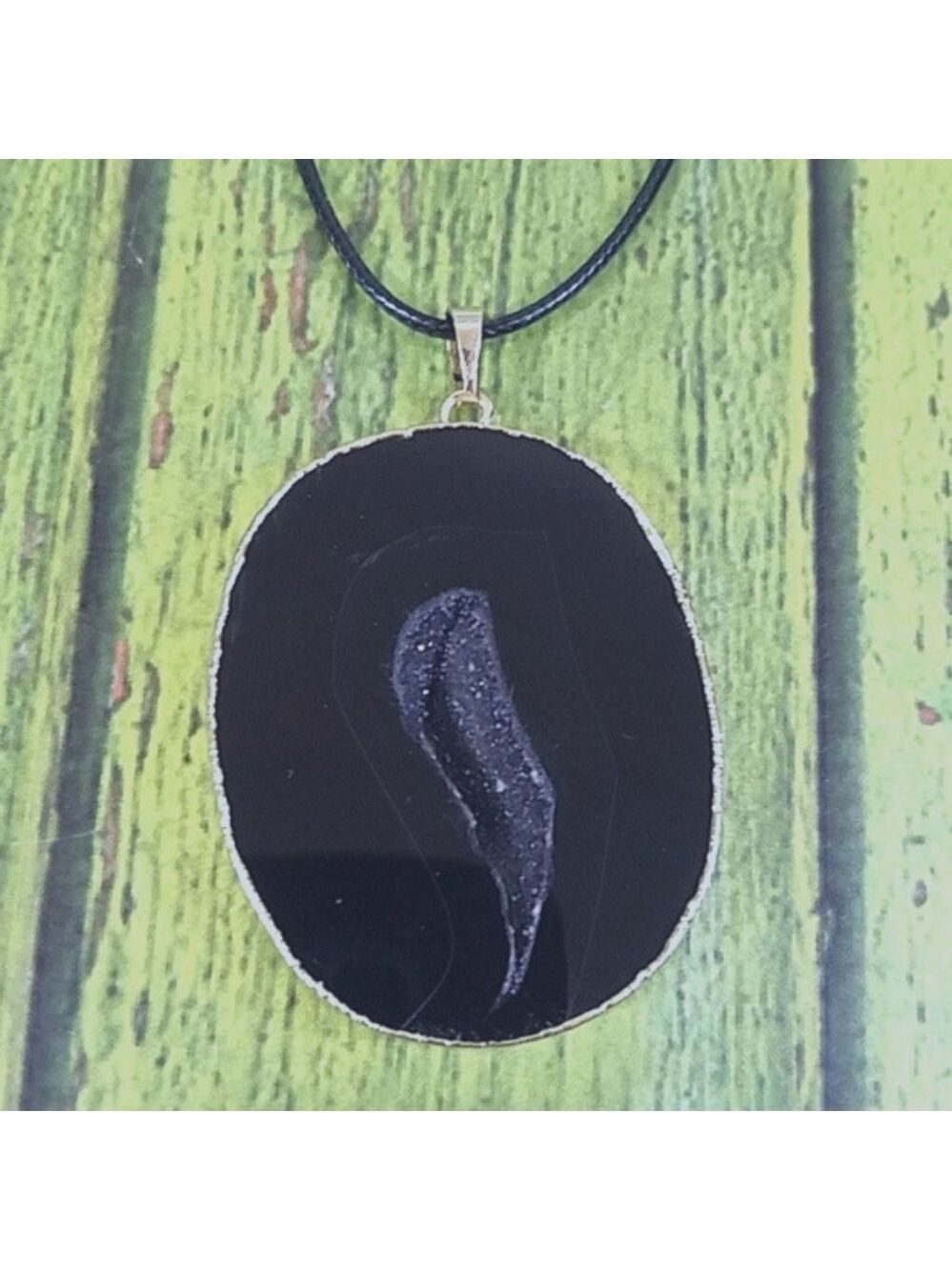 Statement black agate geode necklace